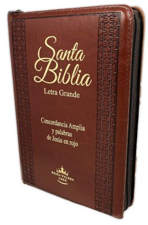 Biblia Letra Grande Tamaño Manual con Cierre Imitacion Piel Marron con Concordancia e Index Reina Valera 1960